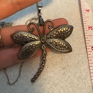 Silver Dragonfly Pendant Necklace